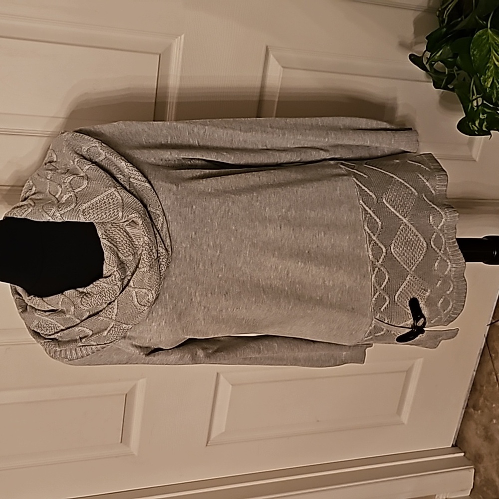 Gray Venus cowl neck long sweater.